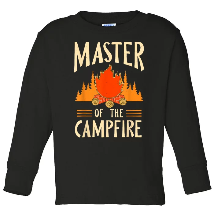 Master Of The Campfire Campsite Lover Camp Camping Camper Toddler Long Sleeve Shirt