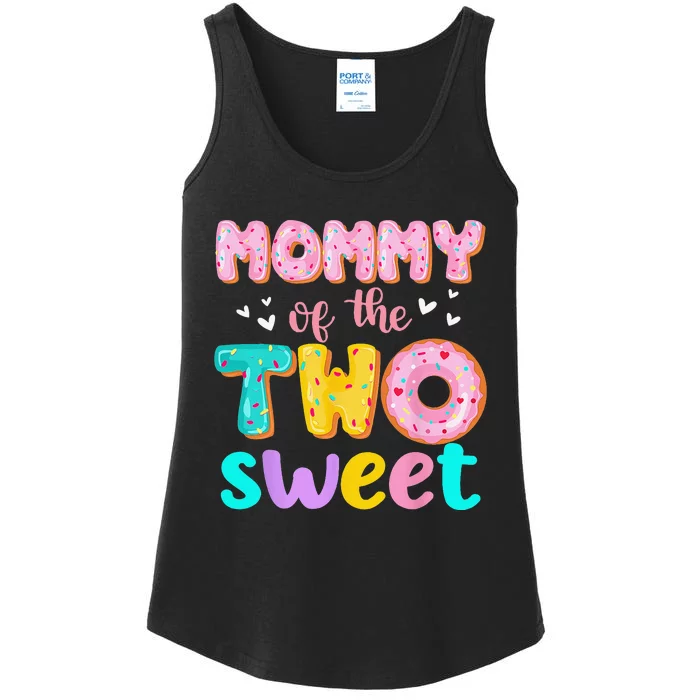 Mommy Of The Two Sweet Donut Birthday Family Theme Ladies Essential Tank