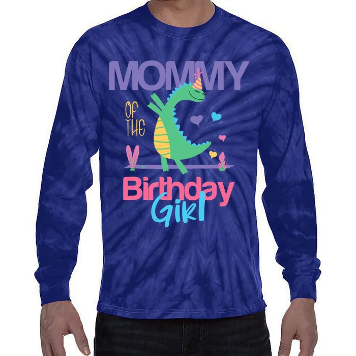 Mommy Of The Birthday Girl Dinosaur Theme Matching Family Tie-Dye Long Sleeve Shirt