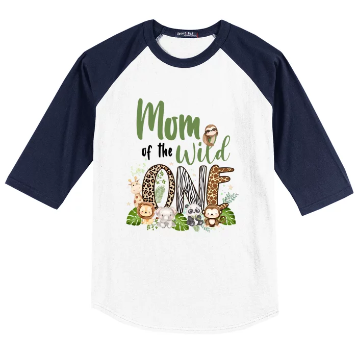 Mom Of The Wild One Zoo Birthday Safari Jungle Animal Baseball Sleeve Shirt