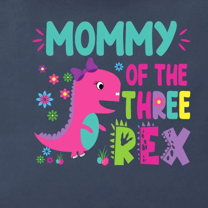 Mommy Of The Three Rex Birthday Dinosaur Family Matching Zip Tote Bag