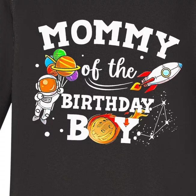 Mom of the Birthday Astronaut  Space Theme Birthday Baby Long Sleeve Bodysuit