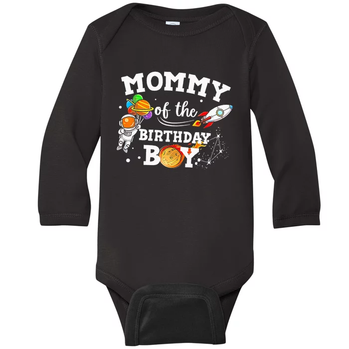 Mom of the Birthday Astronaut  Space Theme Birthday Baby Long Sleeve Bodysuit