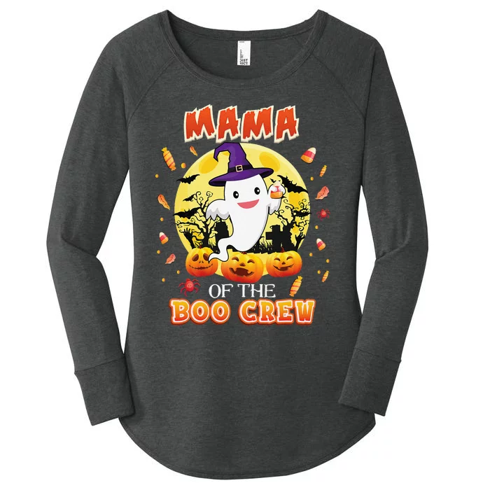 Mama Of The Boo Crew Halloween Cute Ghost Pumpkin Scary Women's Perfect Tri Tunic Long Sleeve Shirt