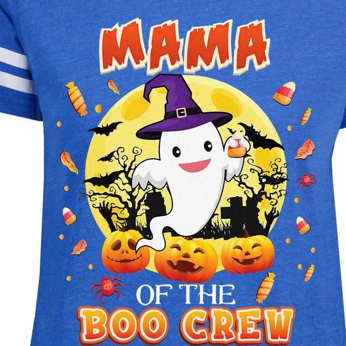 Mama Of The Boo Crew Halloween Cute Ghost Pumpkin Scary Enza Ladies Jersey Football T-Shirt