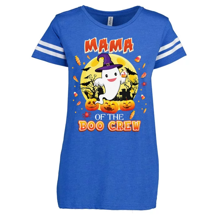 Mama Of The Boo Crew Halloween Cute Ghost Pumpkin Scary Enza Ladies Jersey Football T-Shirt