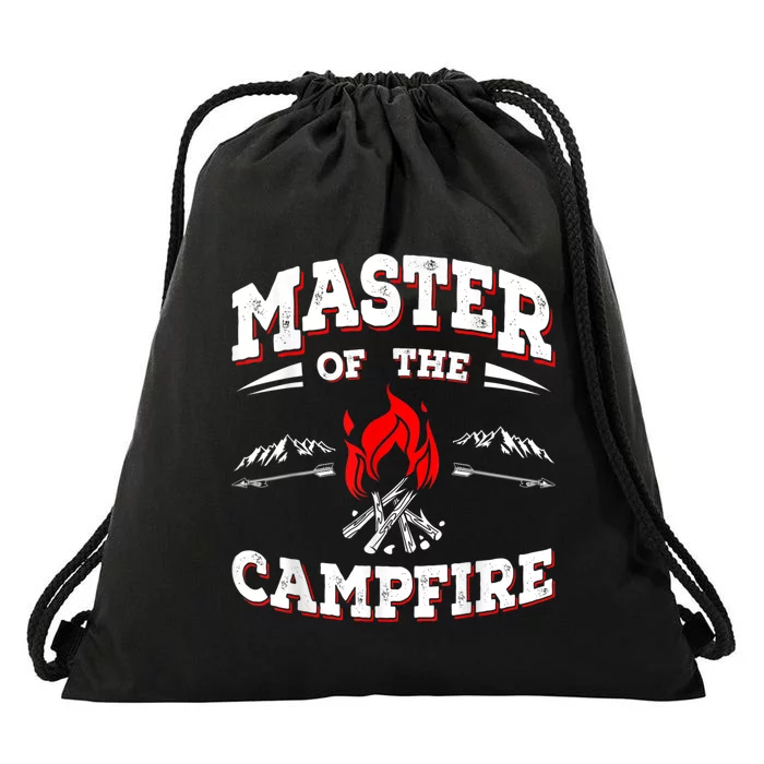 Master Of The Campfire Funny Camping Gift For Campers Drawstring Bag