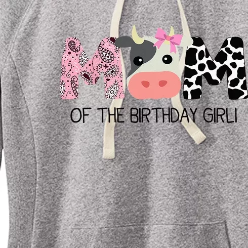 Mom Of The Birthday For Girl Cow Farm Birthday Cow Mommy 1st Women's Fleece Hoodie