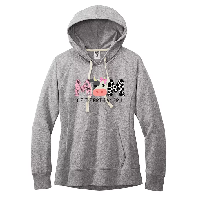 Mom Of The Birthday For Girl Cow Farm Birthday Cow Mommy 1st Women's Fleece Hoodie