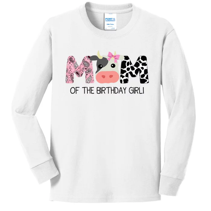 Mom Of The Birthday For Girl Cow Farm Birthday Cow Mommy 1st Kids Long Sleeve Shirt