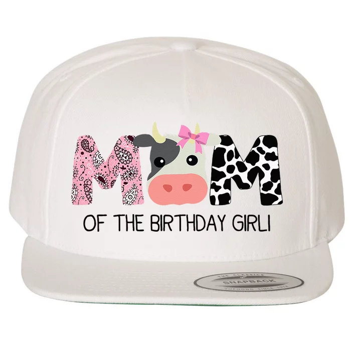 Mom Of The Birthday For Girl Cow Farm Birthday Cow Mommy 1st Wool Snapback Cap