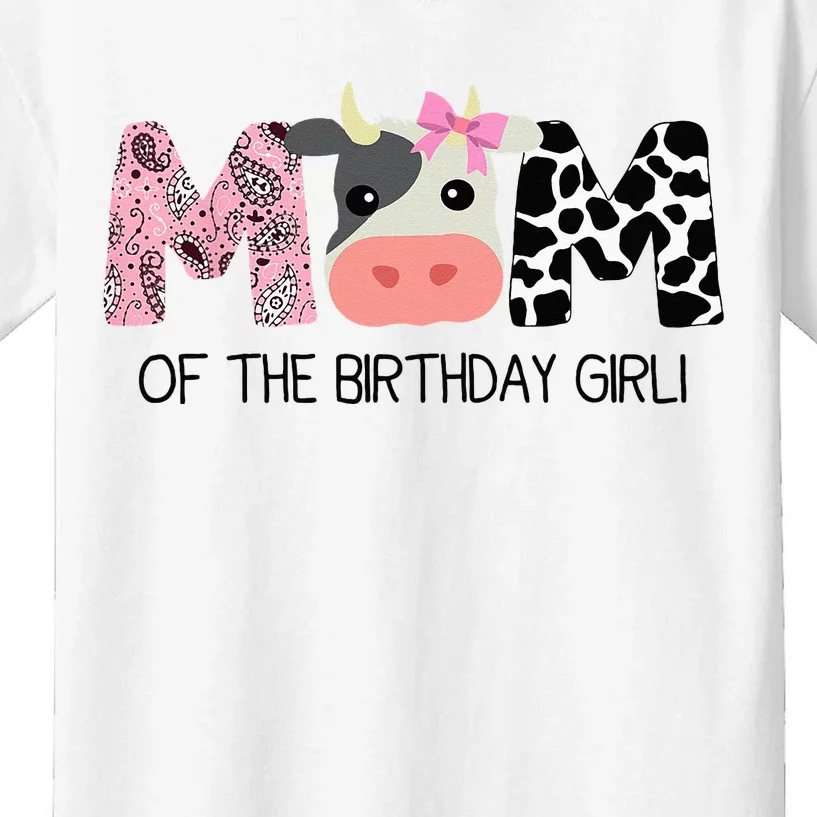 Mom Of The Birthday For Girl Cow Farm Birthday Cow Mommy 1st Kids T-Shirt