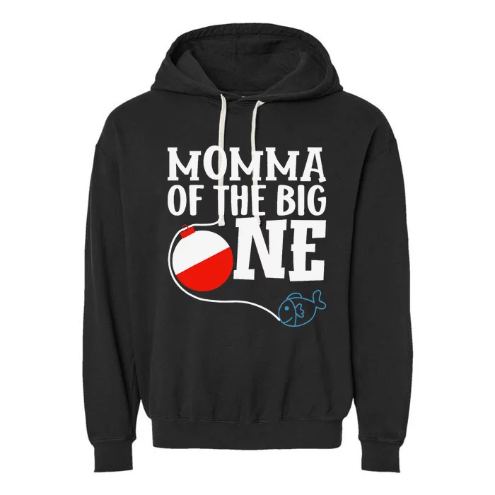 Momma Of The Big One Fishing Boy First Birthday Ofishally Garment-Dyed Fleece Hoodie