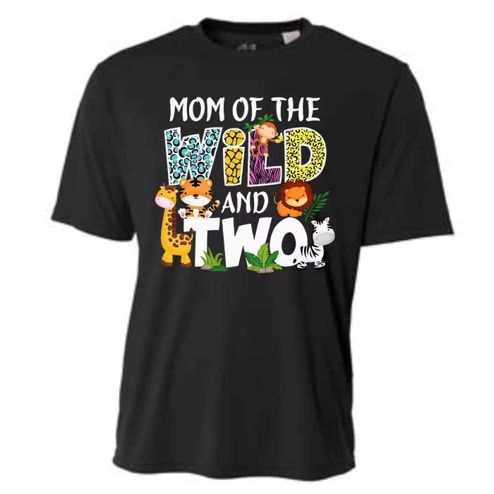 Mom Of The Wild and Two Zoo Safari Jungle Birthday Cooling Performance Crew T-Shirt