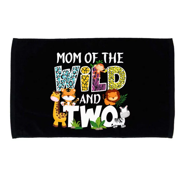 Mom Of The Wild and Two Zoo Safari Jungle Birthday Microfiber Hand Towel