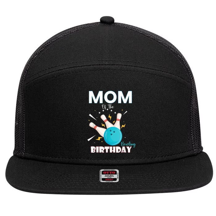 Mom Of The Birthday Bowler, Bowling Party Family 7 Panel Mesh Trucker Snapback Hat