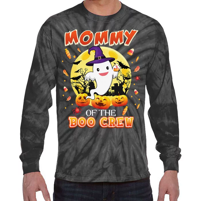 Mommy Of The Boo Crew Halloween Cute Ghost Pumpkin Scary Tie-Dye Long Sleeve Shirt