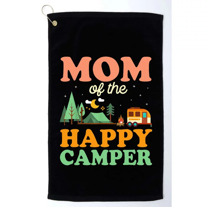 Mom Of The Happy Camper Women 1st Bday Camping Trip Platinum Collection Golf Towel