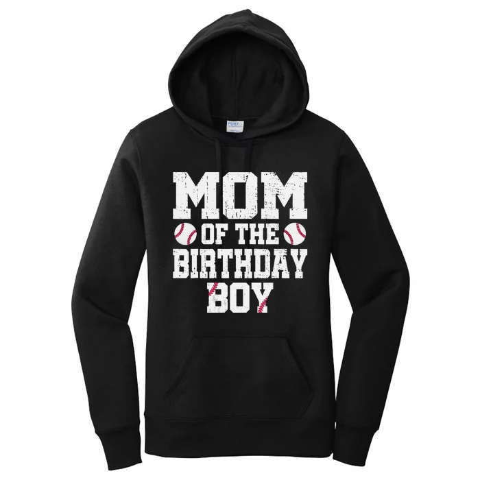 Mom Of The Birthday Boy Baseball Jersey Vintage Retro Women's Pullover Hoodie