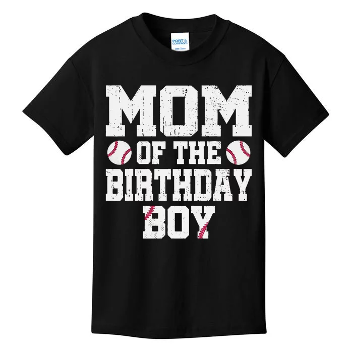 Mom Of The Birthday Boy Baseball Jersey Vintage Retro Kids T-Shirt