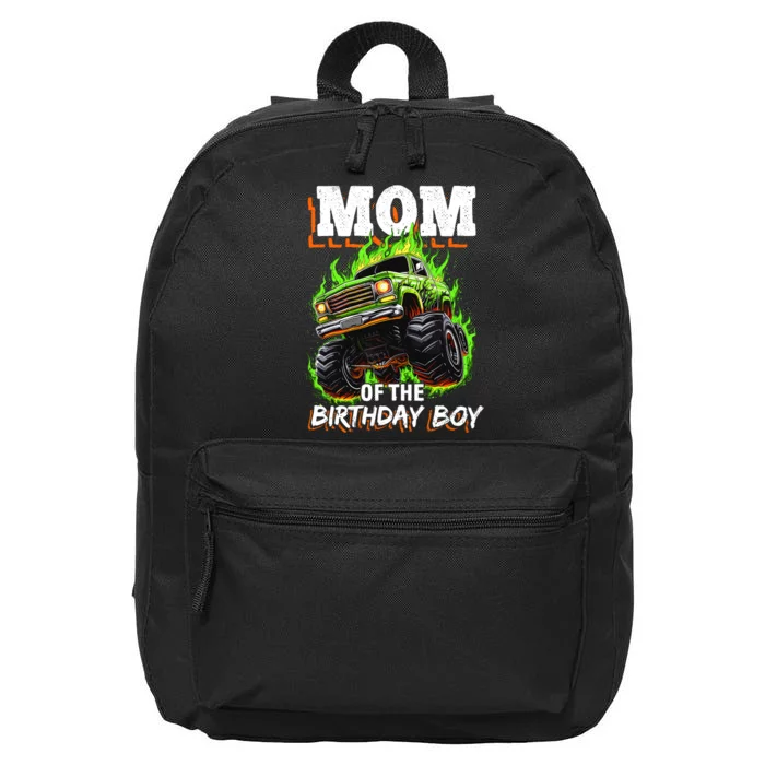 Mom Of The Birthday Boy Monster Truck Birthday Novelty 16 in Basic Backpack