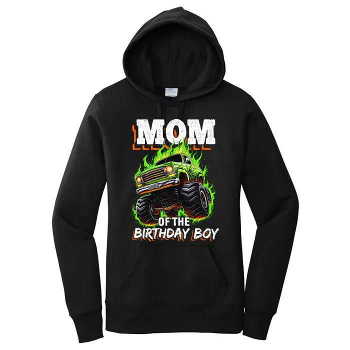 Mom Of The Birthday Boy Monster Truck Birthday Novelty Women's Pullover Hoodie