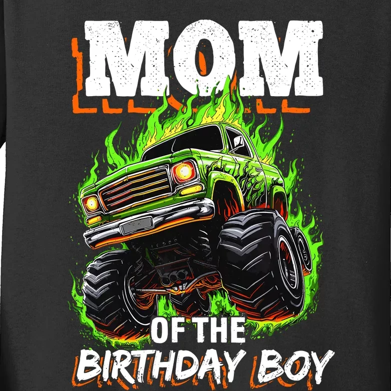 Mom Of The Birthday Boy Monster Truck Birthday Novelty Kids Long Sleeve Shirt