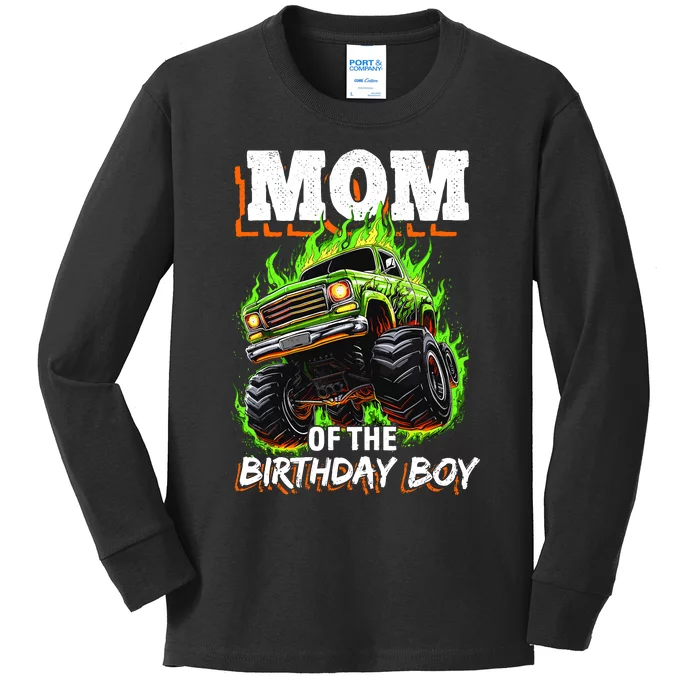 Mom Of The Birthday Boy Monster Truck Birthday Novelty Kids Long Sleeve Shirt