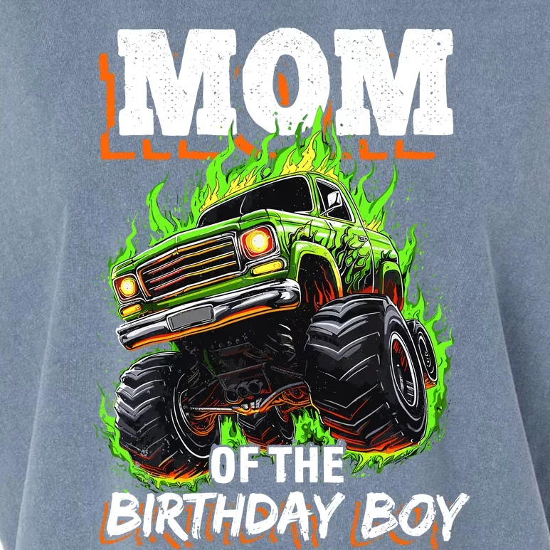 Mom Of The Birthday Boy Monster Truck Birthday Novelty Garment-Dyed Women's Muscle Tee