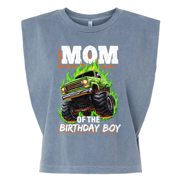 Mom Of The Birthday Boy Monster Truck Birthday Novelty Garment-Dyed Women's Muscle Tee