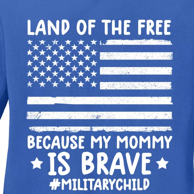 Month Of The Military Land Of Free Because My Mommy Is Brave Gift Ladies Long Sleeve Shirt