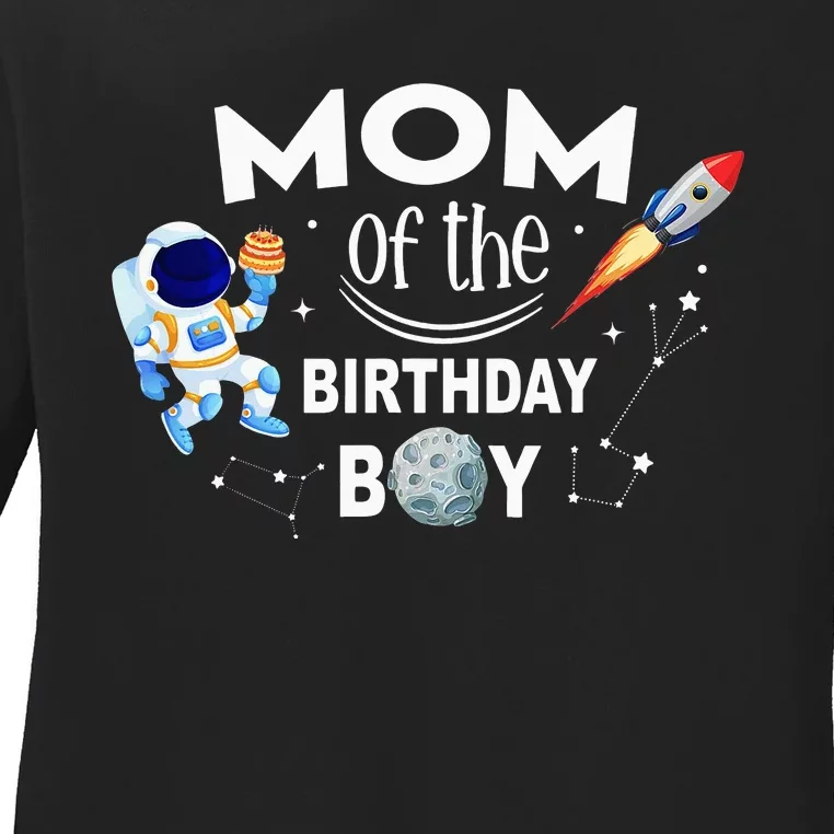 Mom of The Birthday Space Astronaut gift for Birthday Ladies Long Sleeve Shirt