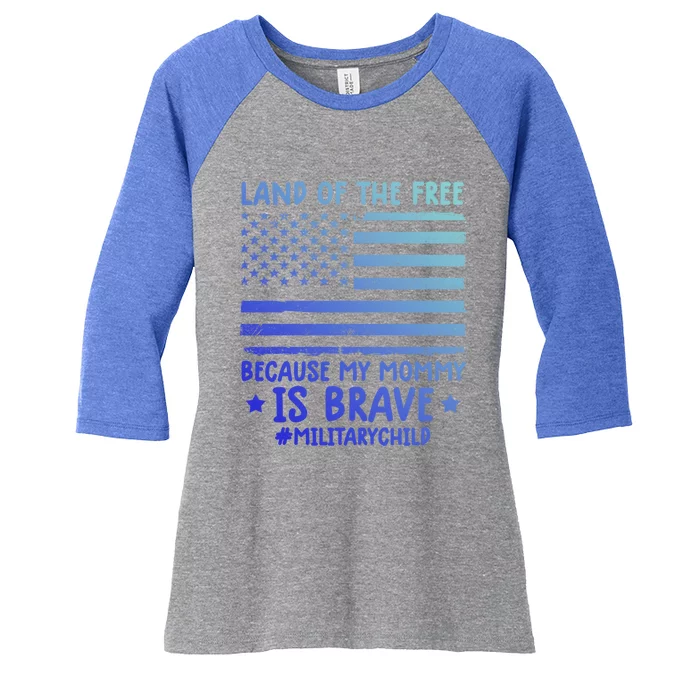 Month Of The Military Land Of Free Because My Mommy Is Brave Meaningful Gift Women's Tri-Blend 3/4-Sleeve Raglan Shirt