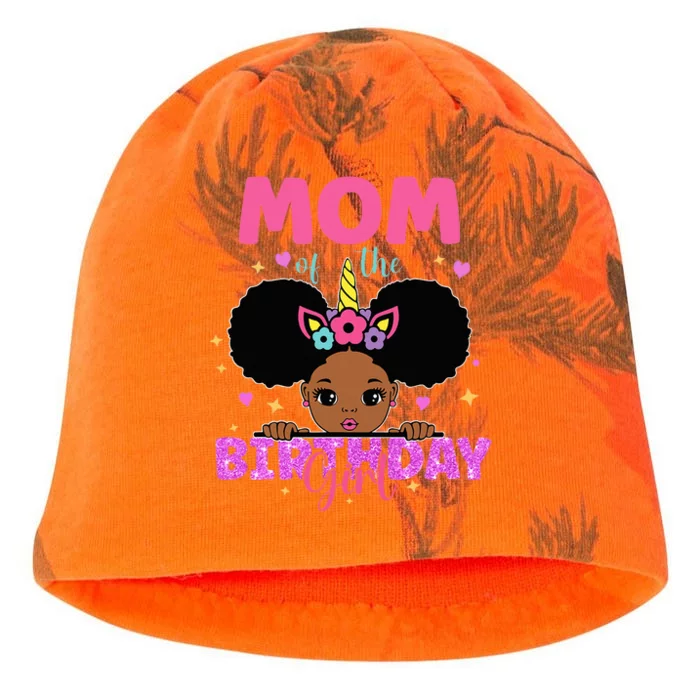 Mom Of The Birthday Girl Melanin Afro Unicorn Princess Kati - Camo Knit Beanie