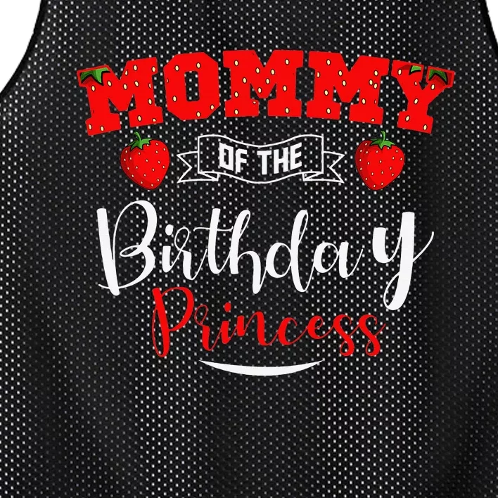 Mommy Of The Birthday Princess Strawberry Theme Bday Party Mesh Reversible Basketball Jersey Tank