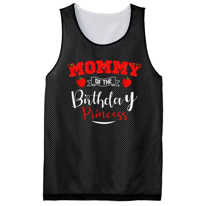 Mommy Of The Birthday Princess Strawberry Theme Bday Party Mesh Reversible Basketball Jersey Tank