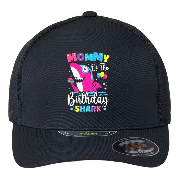 Mommy Of The Shark Birthday Mom Matching Family Flexfit Unipanel Trucker Cap