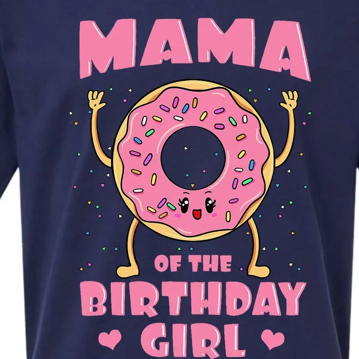 Mama Of The Birthday Girl Pink Donut Bday Party Mother Sueded Cloud Jersey T-Shirt