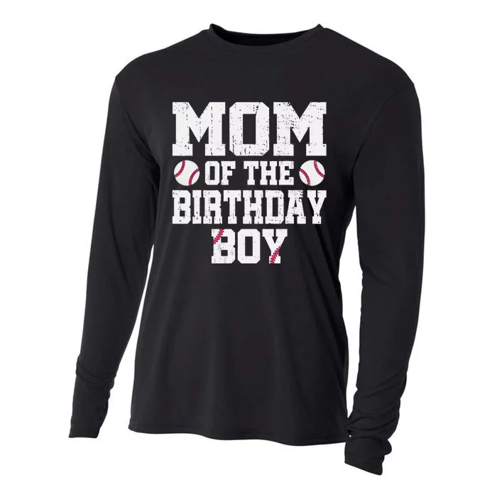 Mom Of The Birthday Boy Baseball Jersey Vintage Retro Cooling Performance Long Sleeve Crew