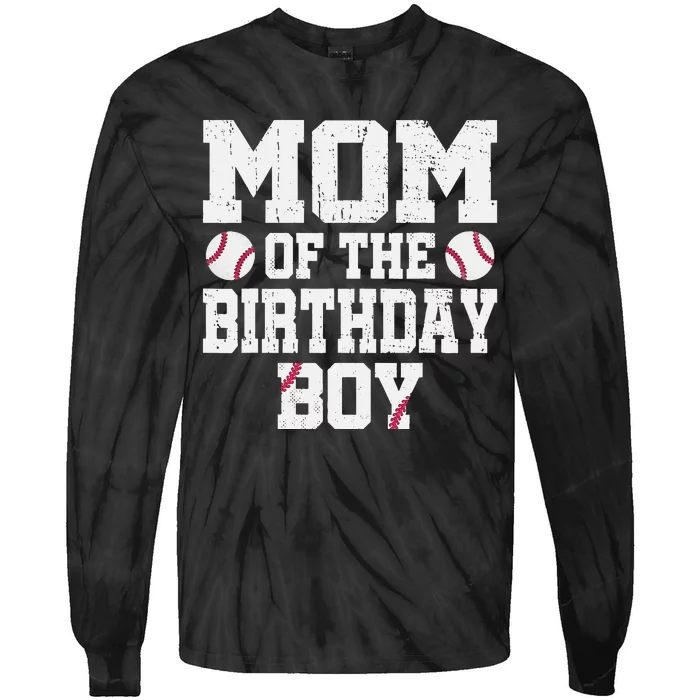 Mom Of The Birthday Boy Baseball Jersey Vintage Retro Tie-Dye Long Sleeve Shirt