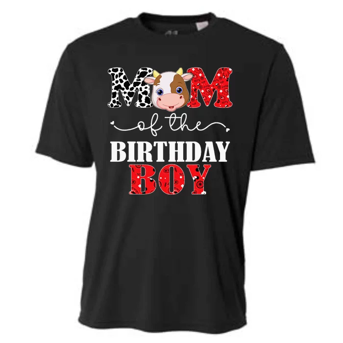 Mom of The Birthday For Cow Farm 1st Birthday Cow Cooling Performance Crew T-Shirt