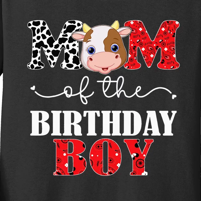 Mom of The Birthday For Cow Farm 1st Birthday Cow Kids Long Sleeve Shirt