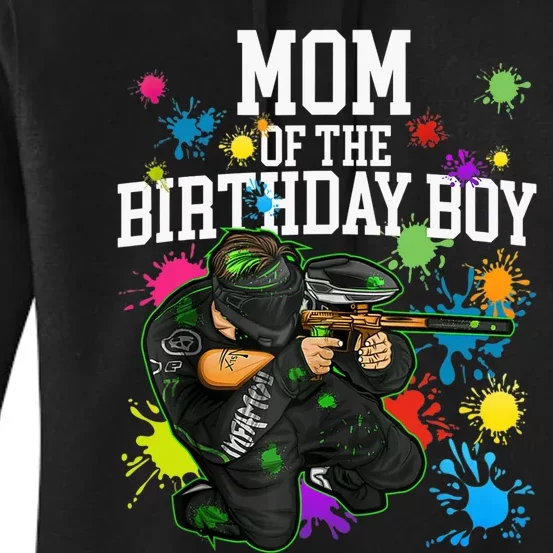 Mom Of The Birthday Boy Paintball Sport Matching Family Women's Pullover Hoodie