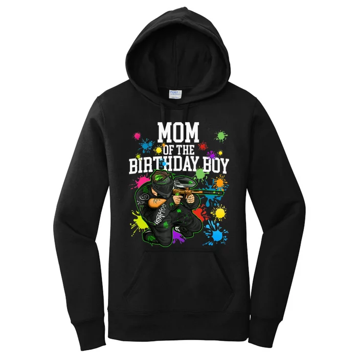 Mom Of The Birthday Boy Paintball Sport Matching Family Women's Pullover Hoodie