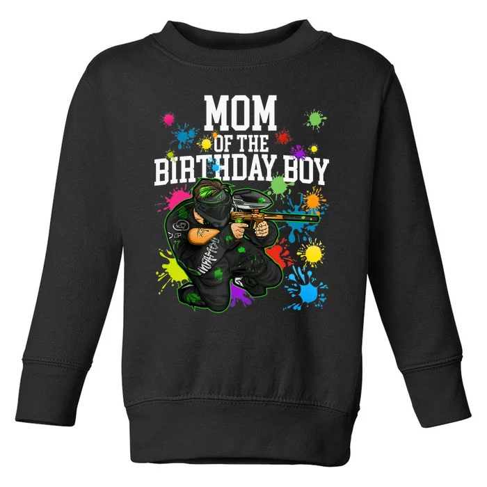 Mom Of The Birthday Boy Paintball Sport Matching Family Toddler Sweatshirt