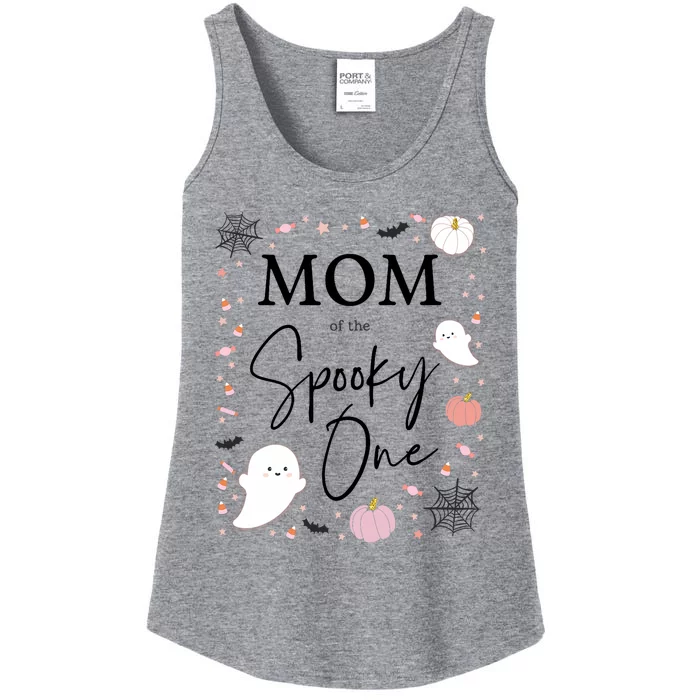 Mom Of The Spooky One Girl First Birthday Halloween Ladies Essential Tank