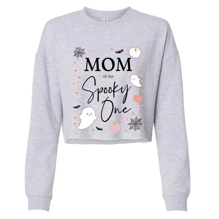 Mom Of The Spooky One Girl First Birthday Halloween Cropped Pullover Crew