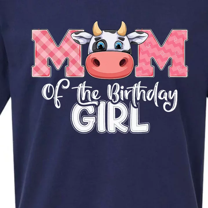 Mom of The Birthday Cow Family Cow Farm Matching Sueded Cloud Jersey T-Shirt