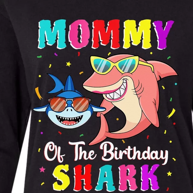 Mommy Of The Shark Birthday Family Matching Birthday Son Womens Cotton Relaxed Long Sleeve T-Shirt