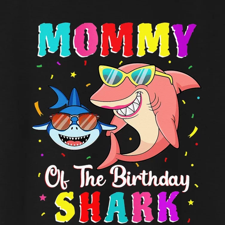 Mommy Of The Shark Birthday Family Matching Birthday Son Women's Crop Top Tee